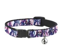 Cat Collar Breakaway with Bell Peace Mixed White/Blue/Pink NARROW Fits 8.5-12"