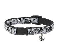 Cat Collar Breakaway with Bell Peace w/Wings Gray NARROW Fits 8.5-12"
