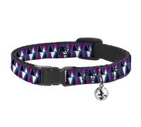 Cat Collar Breakaway with Bell Peaks Turquoise/Fuchsia/Black/White NARROW Fits 8