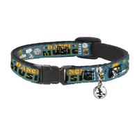 Cat Collar Breakaway with Bell Peanuts Gang DANCE MUSIC Poses and Quotes Blue/Mu