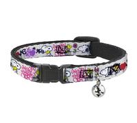 Cat Collar Breakaway with Bell Peanuts Snoopy and Woodstock Graffiti Collage Whi