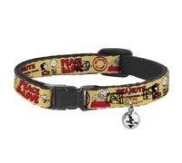 Cat Collar Breakaway with Bell PEANUTS SOCIAL CLUB PEACE & LOVE Scenes Yellow/Re
