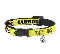 Cat Collar Breakaway with Bell Pet Quote CAUTION I BITE/Dog Growl Yellow/Black N