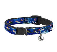 Cat Collar Breakaway with Bell Peter Pan Flying Scene NARROW Fits 8.5-12"