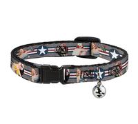 Cat Collar Breakaway with Bell Pin Up Girl Poses Star & Stripes Gray/Blue/White/