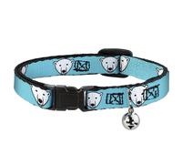 Cat Collar Breakaway with Bell Polar Bear Repeat Baby Blue NARROW Fits 8.5-12"