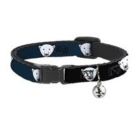 Cat Collar Breakaway with Bell Polar Bear Repeat Black/Blue Fade NARROW Fits 8.5