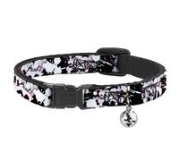 Cat Collar Breakaway with Bell Punk Princess Heart & Cross Bones w/Splatter Blac