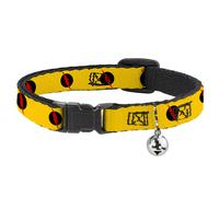 Cat Collar Breakaway with Bell Reverse Flash Logo Golden Yellow/Black/Red NARROW