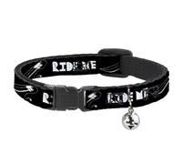 Cat Collar Breakaway with Bell RIDE ME Surfboard Black/White NARROW Fits 8.5-12"