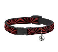 Cat Collar Breakaway with Bell Rising Sun Red/Black NARROW Fits 8.5-12"