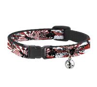Cat Collar Breakaway with Bell Rising Sun White/Red NARROW Fits 8.5-12"