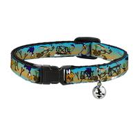 Cat Collar Breakaway with Bell Road Runner/Wile E. Coyote Scene1 Brown Fade NARR