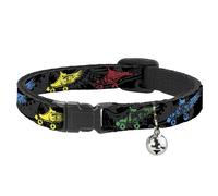 Cat Collar Breakaway with Bell Roller Skates Black/Gray/Multi Color NARROW Fits