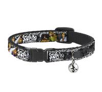Cat Collar Breakaway with Bell SCOOBY DOO Group Pose/Bones NARROW Fits 8.5-12"