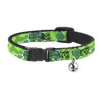 Cat Collar Breakaway with Bell Scooby Doo Mystery Machine/Dog Tag Collage Greens