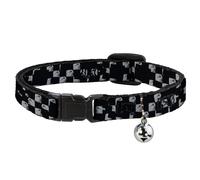 Cat Collar Breakaway with Bell Scribble Checker Black/White NARROW Fits 8.5-12"