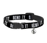 Cat Collar Breakaway with Bell SEND IT Black/White NARROW Fits 8.5-12"