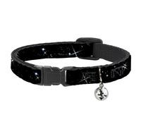 Cat Collar Breakaway with Bell Shining Stars Black/White NARROW Fits 8.5-12"