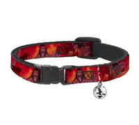 Cat Collar Breakaway with Bell Simba Scar Battle Scene Fiery Red NARROW Fits 8.5