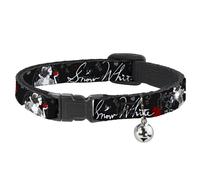 Cat Collar Breakaway with Bell SNOW WHITE Apple Poses/Butterflies Black/Gray/Red