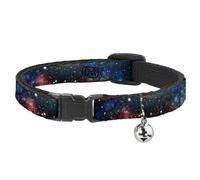Cat Collar Breakaway with Bell Space Dust Collage NARROW Fits 8.5-12"