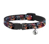 Cat Collar Breakaway with Bell Spider-Man & Black Cat Scene Blocks NARROW Fits 8