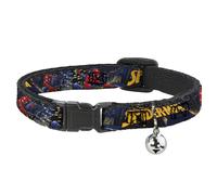 Cat Collar Breakaway with Bell SPIDER-MAN Title Logo and Action Skyline Poses NA