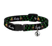 Cat Collar Breakaway with Bell St. Pat's LUCKY Pot of Gold/Shamrocks Scattered B