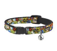 Cat Collar Breakaway with Bell Stacked Wilderness Explorers Badges NARROW Fits 8