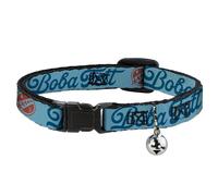 Cat Collar Breakaway with Bell Star Wars BOBA FETT Script and Logo Blues/Red NAR