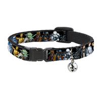 Cat Collar Breakaway with Bell Star Wars Classic Character Poses Black NARROW Fi