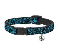 Cat Collar Breakaway with Bell Stargazer Black/Blue NARROW Fits 8.5-12"