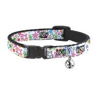 Cat Collar Breakaway with Bell Stargazer White/Multi Color NARROW Fits 8.5-12"