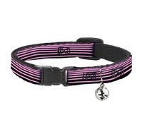 Cat Collar Breakaway with Bell Stripe Transition Black/Pink NARROW Fits 8.5-12"