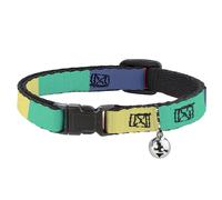 Cat Collar Breakaway with Bell Summer Essentials Color Block 3 NARROW Fits 8.5-1