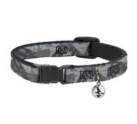 Cat Collar Breakaway with Bell Superman Shield Camouflage Grays NARROW Fits 8.5-