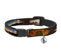 Cat Collar Breakaway with Bell Surfboard Cali Scenes/US Flag Brown NARROW Fits 8