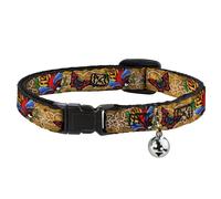 Cat Collar Breakaway with Bell Tattoo Johnny-Bird & Rose NARROW Fits 8.5-12"