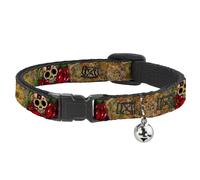 Cat Collar Breakaway with Bell Tattoo Johnny-Dagger NARROW Fits 8.5-12"