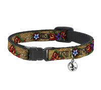 Cat Collar Breakaway with Bell Tattoo Johnny-Stars NARROW Fits 8.5-12"