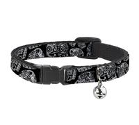 Cat Collar Breakaway with Bell The Dust of Living II Sugar Skulls Black/White NA