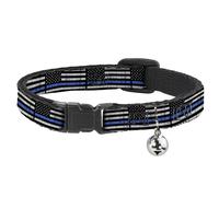 Cat Collar Breakaway with Bell Thin Blue Line Flag Weathered Black/Gray/Blue NAR