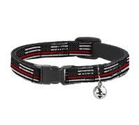 Cat Collar Breakaway with Bell Thin Red Line Flag Weathered Black/Gray/Red NARRO
