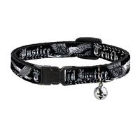 Cat Collar Breakaway with Bell Truth and Justice Black/White NARROW Fits 8.5-12