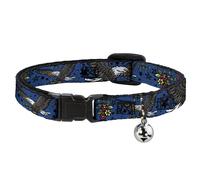 Cat Collar Breakaway with Bell Truth and Justice CLOSE-UP Blue NARROW Fits 8.5-1