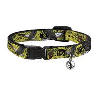 Cat Collar Breakaway with Bell Truth and Justice CLOSE-UP Yellow NARROW Fits 8.5