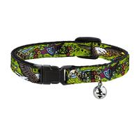 Cat Collar Breakaway with Bell Truth and Justice Green NARROW Fits 8.5-12"