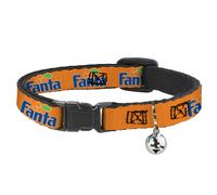 Cat Collar Breakaway with Bell Vintage Orange FANTA Logo Orange/Blue NARROW Fits