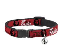 Cat Collar Breakaway with Bell VIVA LA REVOLUCION Che w/fmln Red NARROW Fits 8.5